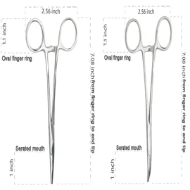 2Pcs Hemostat Forceps Stainless Steel Locking Clamps Curved Straight Plier,Hemostat Locking Forceps Stainless Steel Forceps Locking Tweezers Clamp,Curved and Straight 3-Stage Locking Clamp Forcep