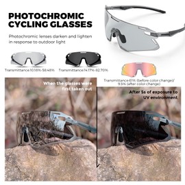 ROCKBROS Photochromic Cycling Sunglasses Bike Glasses for Men Women Sports Sunglasses UV Protection Transparent