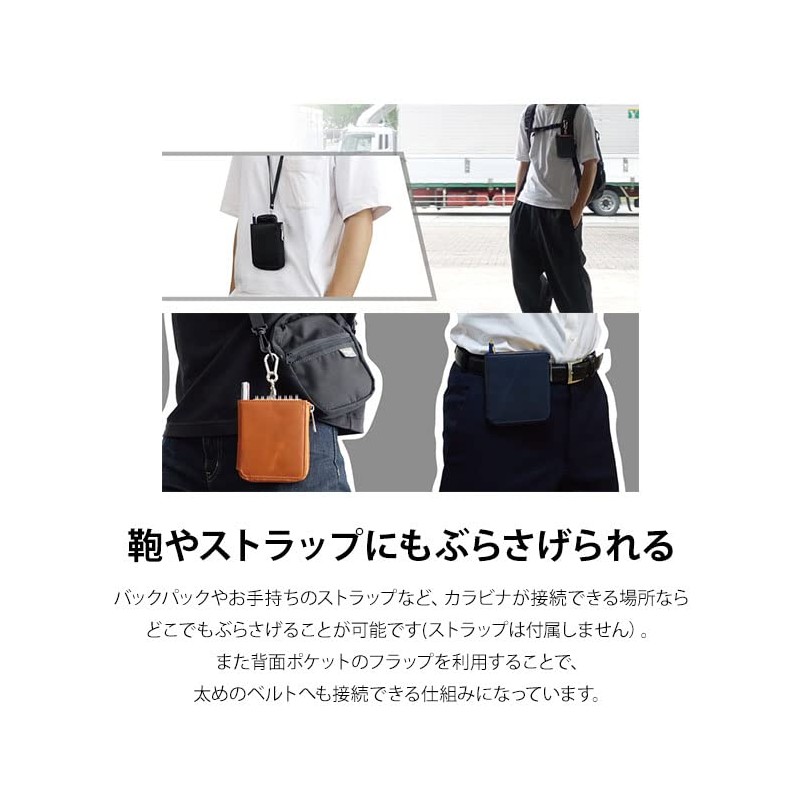 MASACCIO Genuine Leather Memo Pad Holder with Carabiner Memoholder (Brown)