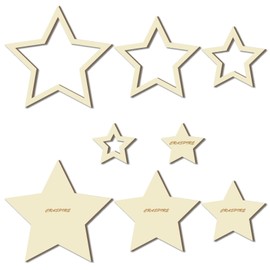 CRASPIRE 8Pcs 4 Size Star Macrame Cutting Molds Wood Rings Rustic Natural Wooden Cutting Template Dream Catcher Frame Feather Tassel Wall Hanging Wreath Tool for DIY Weave Crafts Making Home Decor