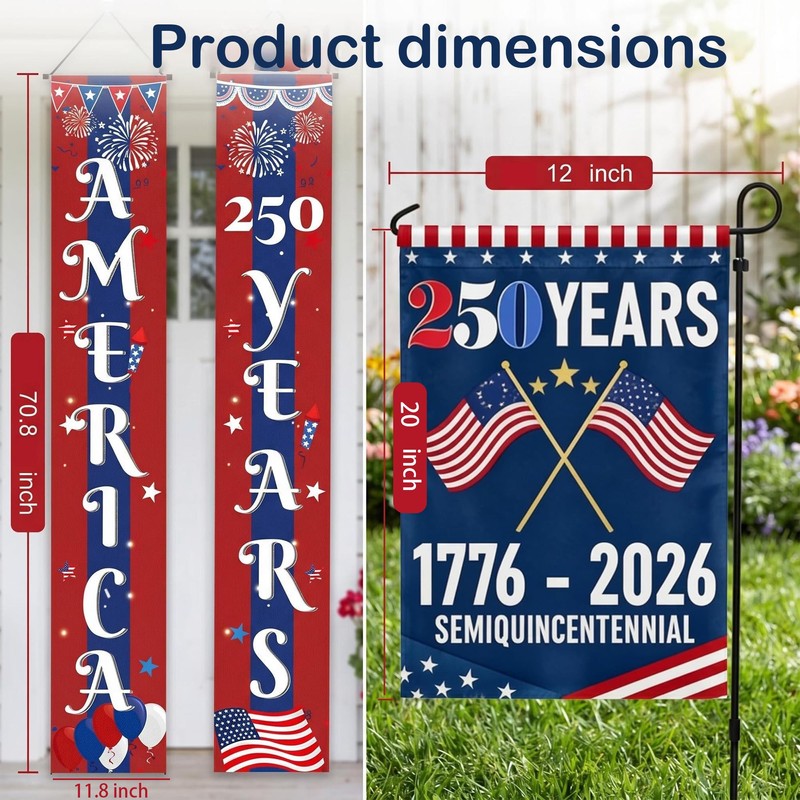 250th Anniversary USA Garden Flag 1776-2026 Patriotic Commemorative Banner