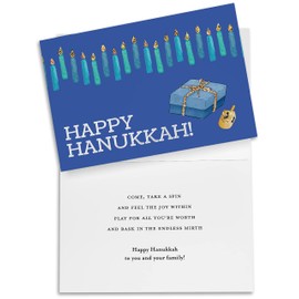 Winfaire Happy Hanukkah Cards - 1 Set Happy Hanukkah Greeting Card with Envelope - 5" x 7" Chanukah Cards - Glitter Design