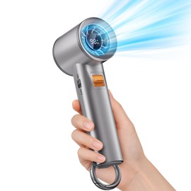 Portable Handheld Turbo Fan for Outdoor - 5000mah Mini Handheld Personal Pocket Fan for Powerful Airflow Wind - 20hrs,100 Speeds Adjustable - Digital Display,Gifts for Travel,Outdoor Activites,Camping