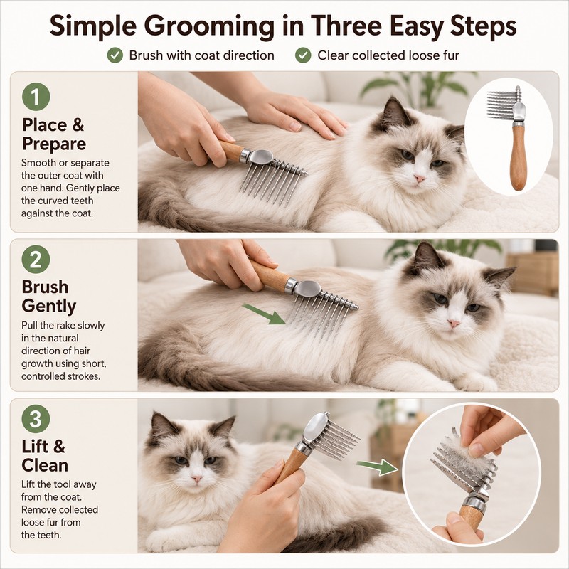 Undercoat Rake for Dogs and Cats - Stainless Steel Dematting