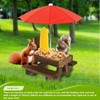 Squirrel Feeder Picnic Table with Umbrella & Corn Cob Holder,