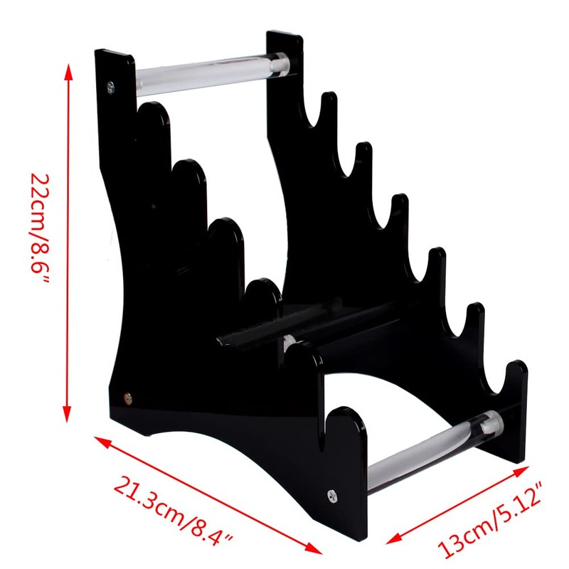 Acrylic Knife Display Stand, Holds 6 Pocket Knives, Transparent/Black, 14x15x8.4