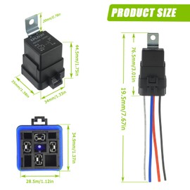 EPLZON 4 PIN 40/30 AMP 12V DC SPST Waterproof Relay Heavy Duty 14 AWG Tinned Copper Wires with Harness Kit for Boats Auto Fan Cars(Pack of 2pcs)