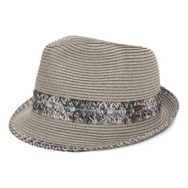 Funky Junque Multicolor Woven Fedora: Grey w/Thick Band