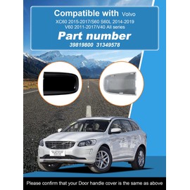 CZShiYue Car Front Left Exterior Door Handle Lock Cover Fit for Volvo XC60 2015-2017 /S60 S60L 2014-2019 / V60 2011-2017/ V40 Door Handle Cover (Black,Left Driver Side) 39819800 31349578