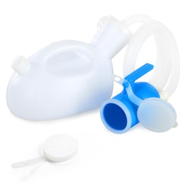 ONEDONE Urinals for Men -Spill Proof Men's Urine Bottle with 47" Hose Portable Male Urinal w/Separate Urine Outlet 68 OZ Pee Bottle for Seniors Hospital Home Camping Car Travel White