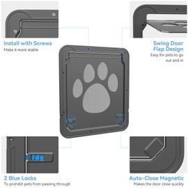 Large Dog Door for Screen Door, Easy Install Lockable Pet Screen Door for Sliding Door, Doggy Screen Door