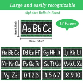 12 Pieces Alphabet Bulletin Board Strips Set Alphabet Line ABC Alphabet Banner & Number Border Posters for Preschool Kindergarten Classroom Playroom Bedroom (Farmhouse)