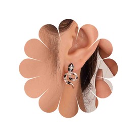 Cybche Punk Crystal Snake Earrings Black Enamel Snake Stud Earrings Rhinestone Snake Dangle Earrings Animal Snake Earrings Gold CZ Snake Statement Earrings Jewellery For Women, Zinc, No Gemstone
