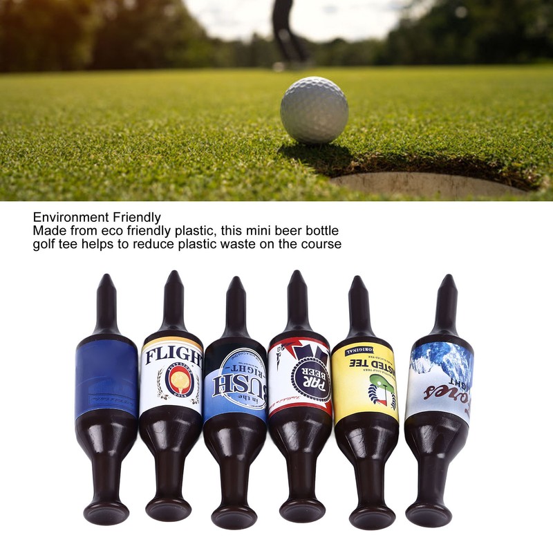6PCS Mini Beer Bottle Golf Tees Plastic Funny Golfing Tees