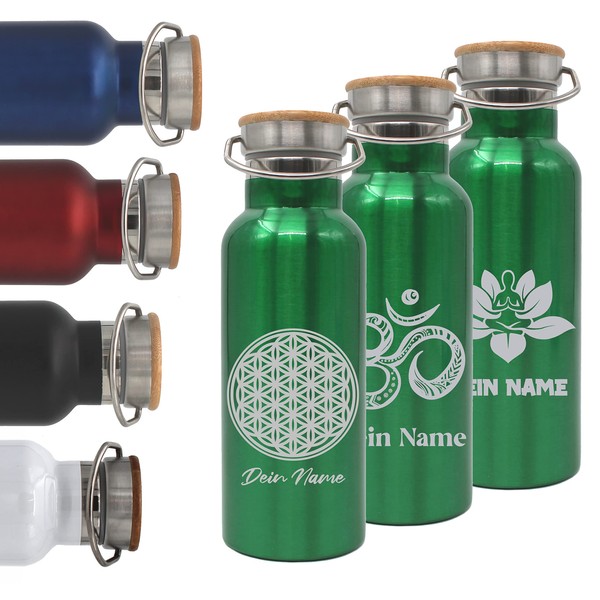 Personalised Stainless Steel Water Bottle with Name and Motif 500