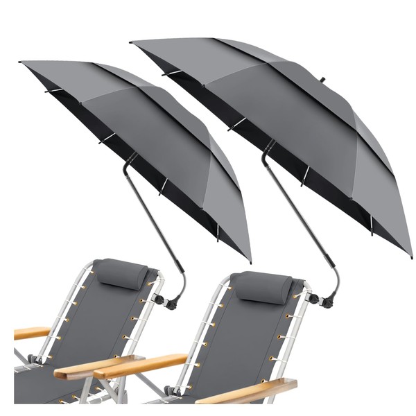NBtoUS 2 Pack 48.6" Double Canopy Umbrella with Clamp, UPF50+