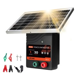 30 Miles Solar Electric Fence Charger, 1 Joule Portable Solar Fence Charger, Solar Electric Fence Kit, with 10W Solar Panel for Livestock, Preventing Predators from Intruding