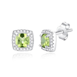 COAI Women's Crystal Earrings with Natural Stone Silver Stud Earrings 925 for Women, Sterling Silver Stone, Peridot
