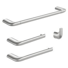 4-Pieces Brass Bathroom Hardware Set (Brushed Nickel) Towel Ring, Towel Bar, Toilet Paper Holder and Robe Hook Includes,