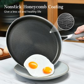 Crepe Pan No stick Stainless Steel, 11 inch Honeycomb Coating Pancake Pan for Dosa Tawa, Tortilla, Burrito, Taco, Nonstick Flat Skillet Tawa Dosa Tortilla Griddle Pan, Induction Compatible, PFOA Free