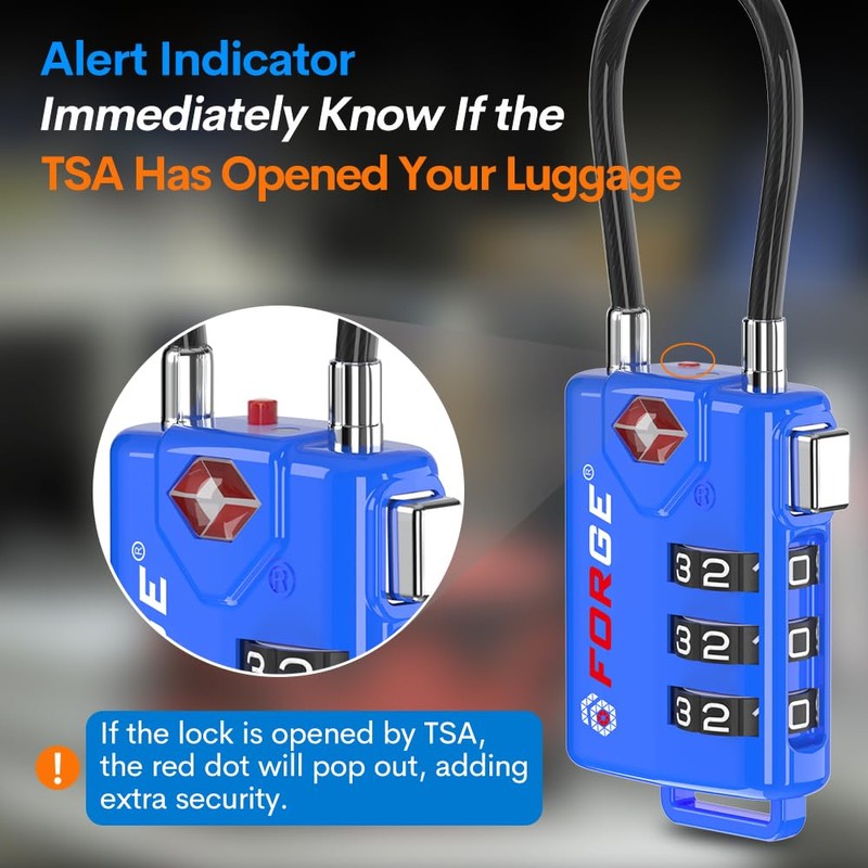 Bright Colors, TSA Approved Luggage Locks 4 Pack, Re-settable Combination