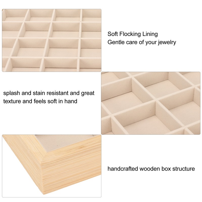 Jewelry Storage Display Trays Multipurpose 24 Grids Jewelry Tray for