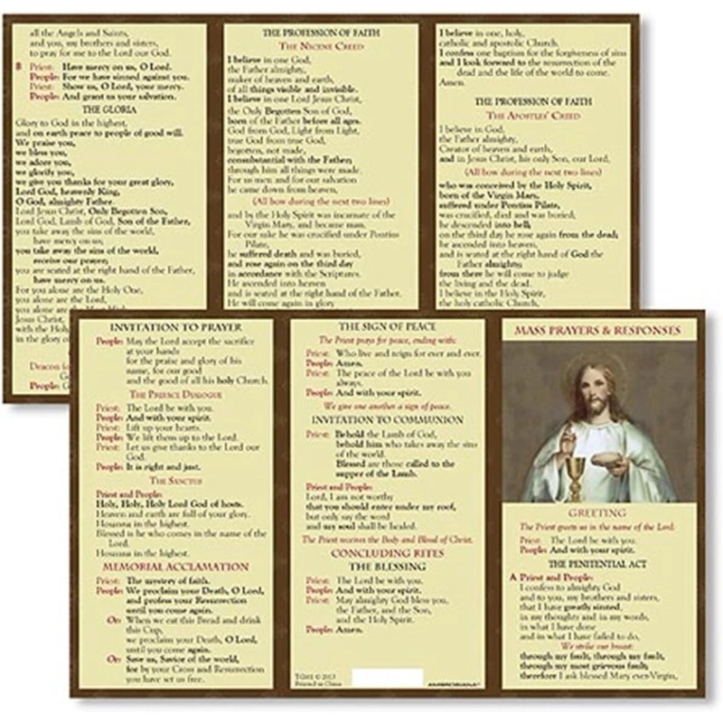 Catholic Mass Prayer And Responses Pocket Card