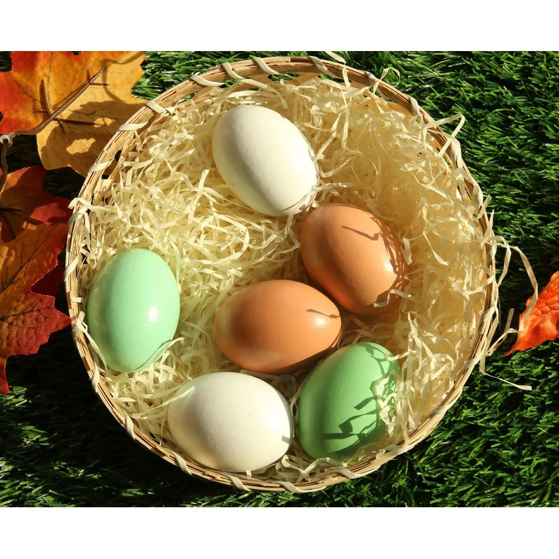 YunKo 6Pcs Wooden Fake Nest Eggs Easter Eggs for Craft