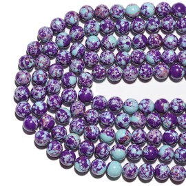 6mm Natural Purple-Blue Sea Sediment Imperial Jasper Gemstone Beads Polished Round Smooth Stone Beads for Bracelets Jewelry Making 15inch Loose Beads