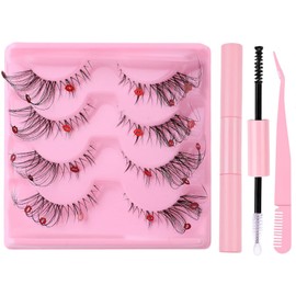 FAIRYGATE Fluffy Eyelashes 4 Pairs 3D Thick Faux Eye Lashes Fluffy False Eyelash Wispy Natural Cat Fox Eyes Russian Strip Lash Extensions for Makeup C2016