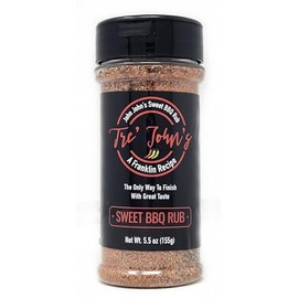 Single Bottle of a Franklin Recipe Tre John's Seasoning Spice The Only Way To Finish With Great Taste (5.5oz, John John's Sweet BBQ Rub)
