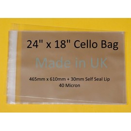 celloexpress 24" x 18" - 465mm x 610mm + 30mm Flap - 24x18 Mounted Photograph Cellophane Display Bags Self Seal 40 Micron - Large Cello - Pack of 50