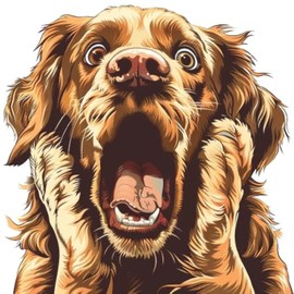 Funny Gold Retriever 3D Car Decal - Surprised Dog Decal for Window Bumper Rear - Funny Warning Sticker for Auto - Realistic Dog Car Art (Goldy)