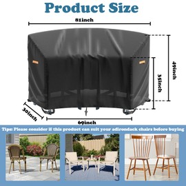 Timisea Double Adirondack Chair Cover,Covers for Adirondack Chairs,Waterproof Cover for Tall Adirondack Chair Set,Black Adirondack Chair Waterproof Covers (11.8''×9.8''×3.2'')