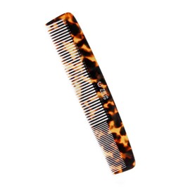 ZEUS 7.5" Saw-Cut Handmade 2-in-1 Beard & Mustache Comb (Tortoiseshell) - C12