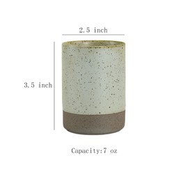 Gaolinci 2 Pcs Vintage Stoneware Style Ceramic Mouthwash Cups, Bathroom Brushing Cup, 7 Oz