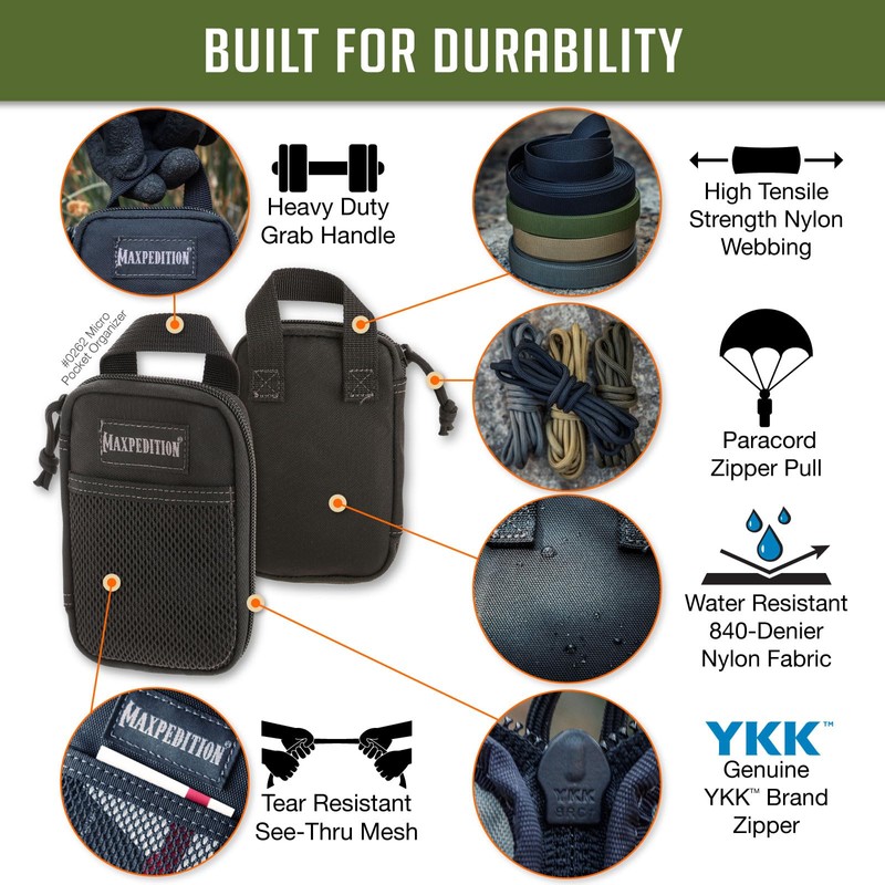Maxpedition Hard-Use Gear 9006209-SSI Maxpedition Micro Pocket Organizer Black -