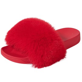 Popchrio Women's Open-Toe Slippers, Comfortable Plush Slippers, Soft Faux Fur, Non-slip Soles, Both Men and Women