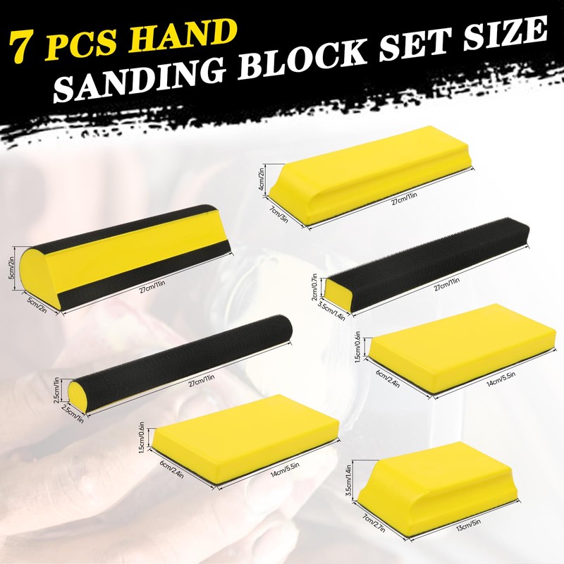MOGRQAP 7 Piece Manual Sanding Block, Hand Sander Sanding Block