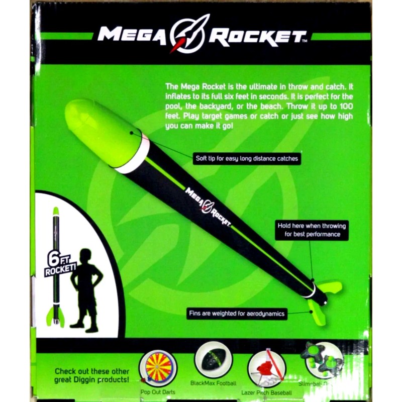 Diggin-mega Rocket 6 ft Diggin Mega Rocket Toy Inflatable, Inflates