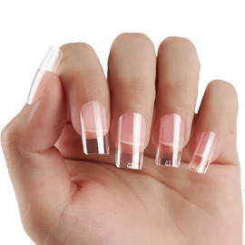 Wellquinn Short Square Nail Tips Thicken Soft Gel Nails Pre-etched Clear Full Cover Press on Acrylic Fake Nail Extension for Manicure Salon Home DIY 360Pcs 15 Sizes Black Box Collection