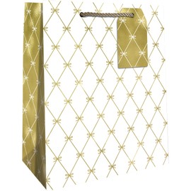 Jillson Roberts Medium Embossed Gift Bags with Foil Accents, Beautiful Bows (12 Count)
