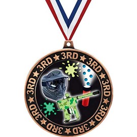 Paintball 3rd Place Perimeter Medal Bronze, 2.75" Paintball Prizes, Kids Paintball Trophy Medal Awards 1 Pack