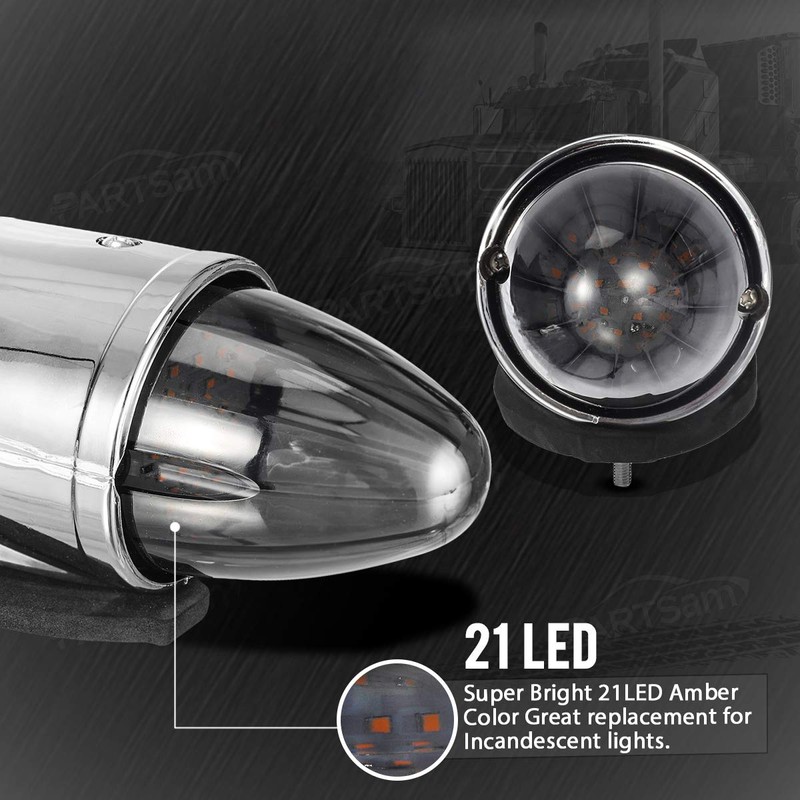 Partsam 5PCS 21LED Smoke Torpedo Cab Marker Roof Running Top