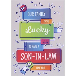 Designer Greetings Our Family is So Lucky: Social Media Icons Funny/Humorous 3D Spring Activated Pop Out Father's Day Card for Son-in-Law