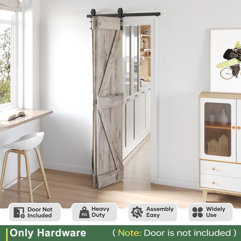 Roymelo 46" Bifold Sliding Barn Door Hardware Track Kit,Side Mounted