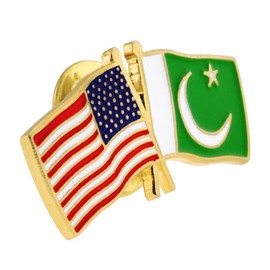 PinMart‘s USA and Pakistan Crossed Friendship Flag Enamel Lapel Pin - Country Flags Pins For Hats, Jackets, and Backpacks