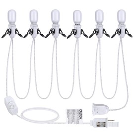 Meonum 1 Pack Accessory Cord with 6 LED T20 Bulbs, 13.9ft Blow Mold Light Cord with Adjustable Brightness, End to End Connected E12 Christmas Village Light Cord with Fuse for Ceramic, Holiday Decor