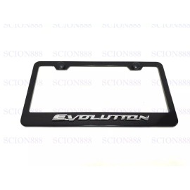 License Plate Frame 1pc 3D EVOLUTION Emblem Badge BLACK Stainless Metal License Plate Frame EVO