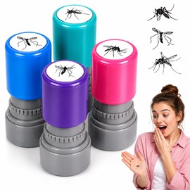 4 PCS Mosquito Stamp Prank Set, 4 Different Bug Patterns with Random Colors, Smashed Mosquito Smack Stamp Prop for Funny Gag Tricks